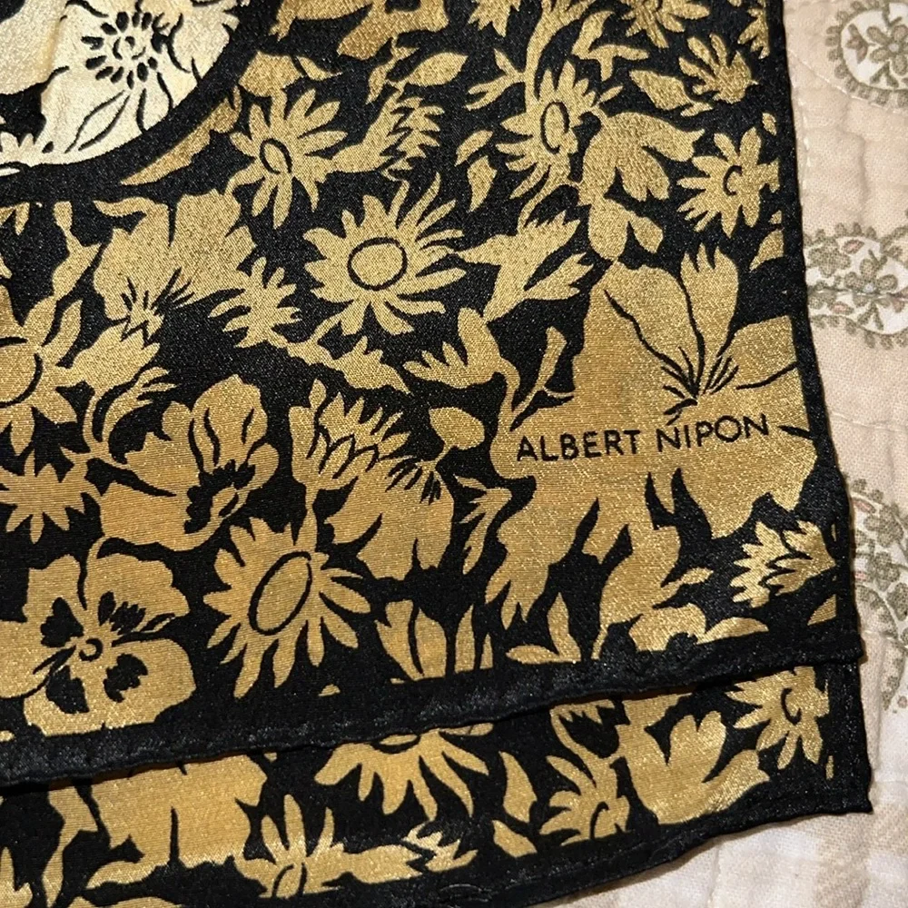 Vintage Albert Nipon silk scarf oblong 52” x 15”